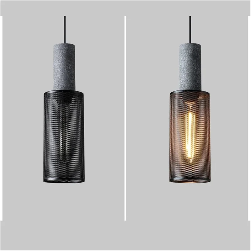 Industrielle LED Pendel Lampe i Beton & Jern