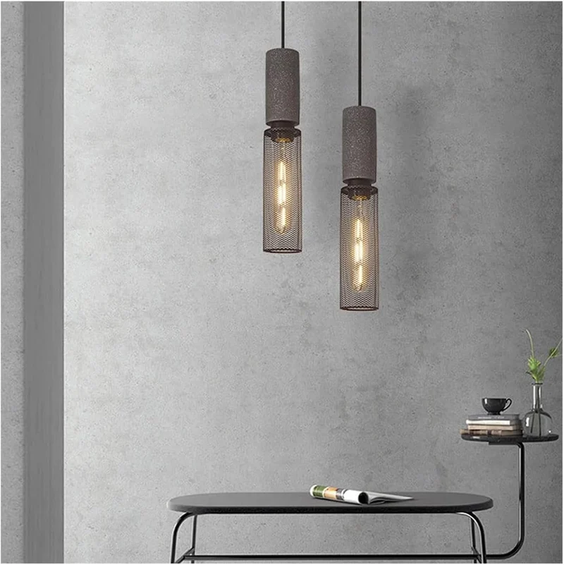 Industrielle LED Pendel Lampe i Beton & Jern