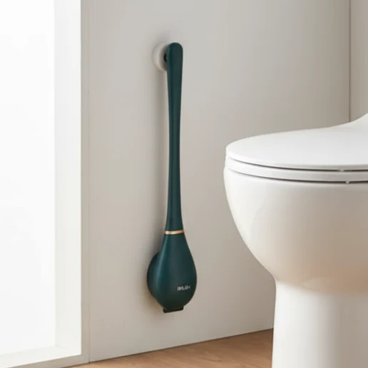 Effektiv Silikone Toiletbørste med Vægbeslag - Tør og Ren