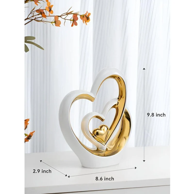 Porcelænsfigur med Dobbelt Hjerte – Evig Kærlighed & Elegance