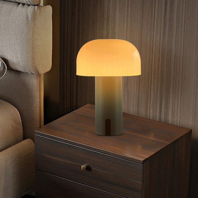 Stilfuld trådløs bordlampe i svampedesign med dæmpefunktion
