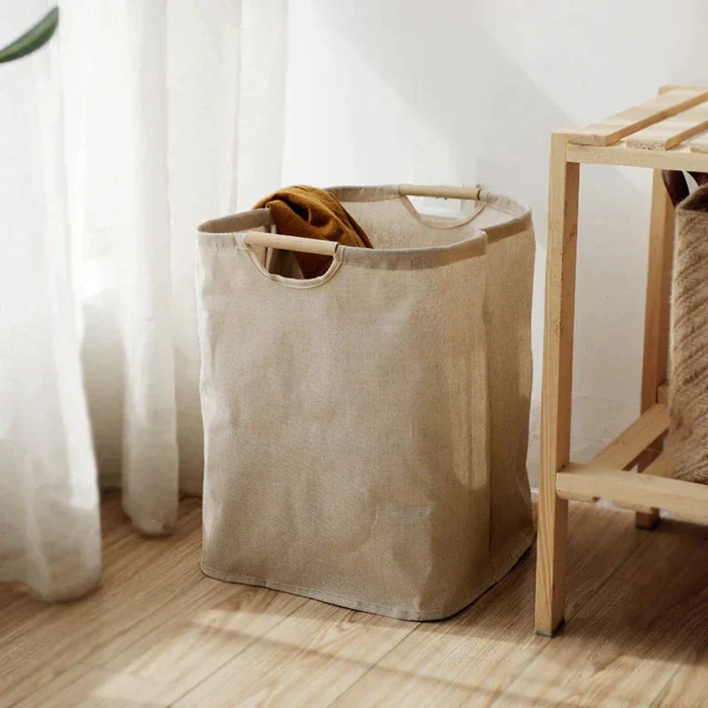 Sammenklappelig Vasketøjskurv i Naturligt Design - Bomuld/Lein