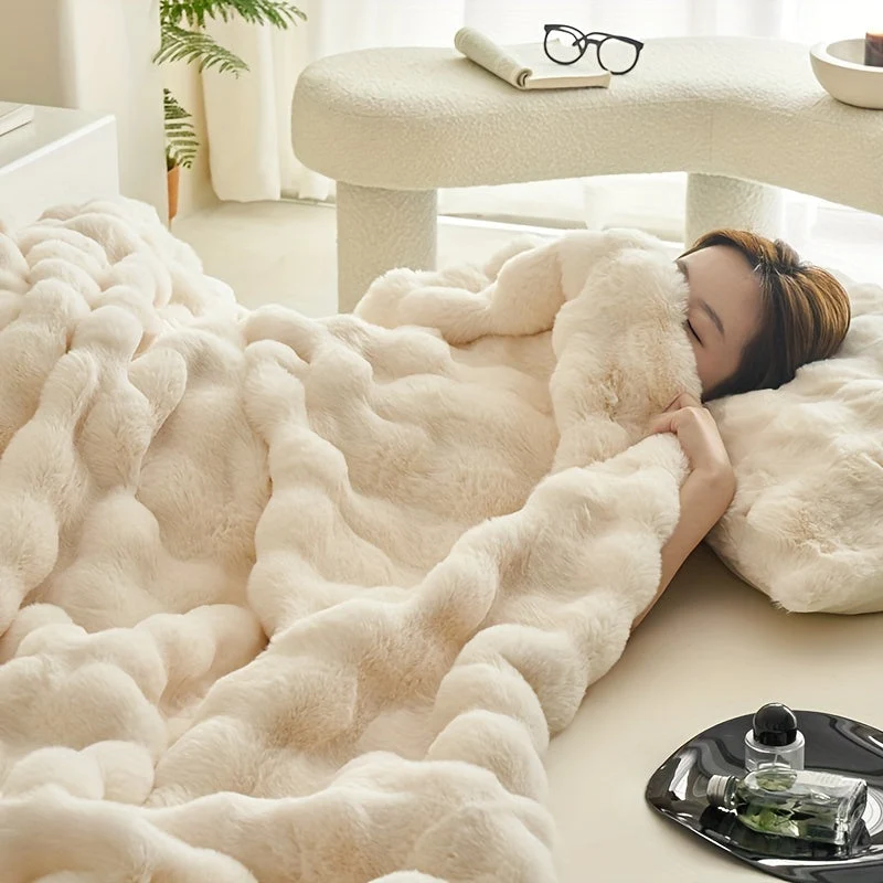Blød Beige Fleeceplaid – Optimal Varme og Komfort