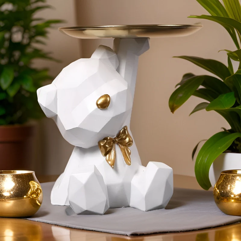 Stilfuld Geometrisk Skulptur med Nøglering & Opbevaring