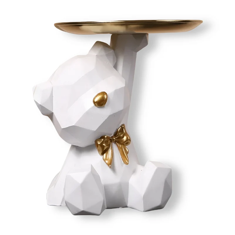 Stilfuld Geometrisk Skulptur med Nøglering & Opbevaring