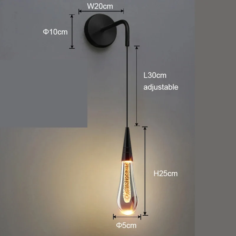 Stilfuld LED Væglampe i Glas med Kristaleffekt