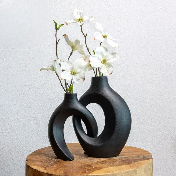 Unik Blomster Vase i Flettet Keramikdesign