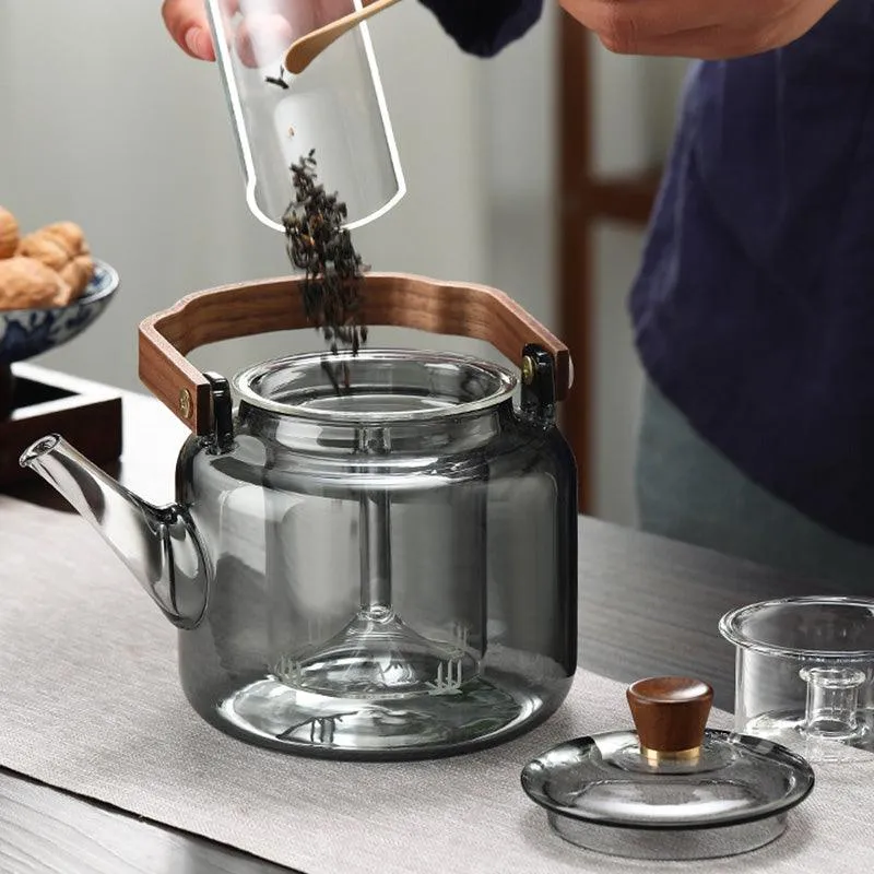 Elegant Teekande i Træ og Glas - Perfekt til Teentusiaster