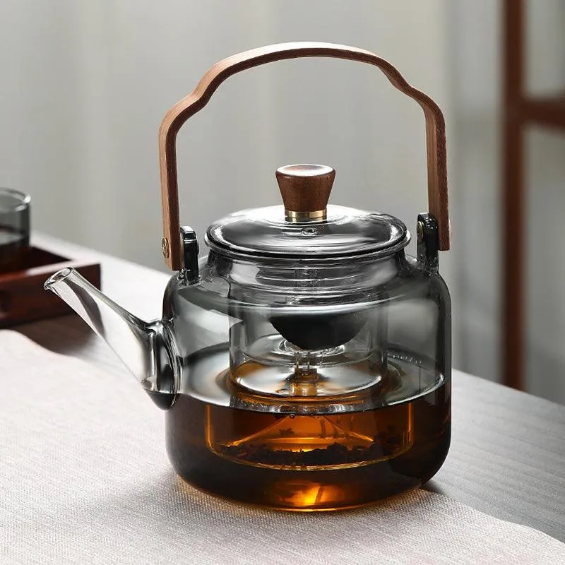 Elegant Teekande i Træ og Glas - Perfekt til Teentusiaster