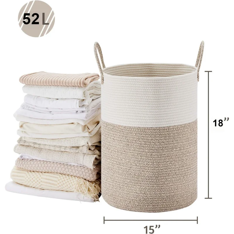Stor Flettet Vasketøjskurv med Stilfuldt Design og Holdbarhed