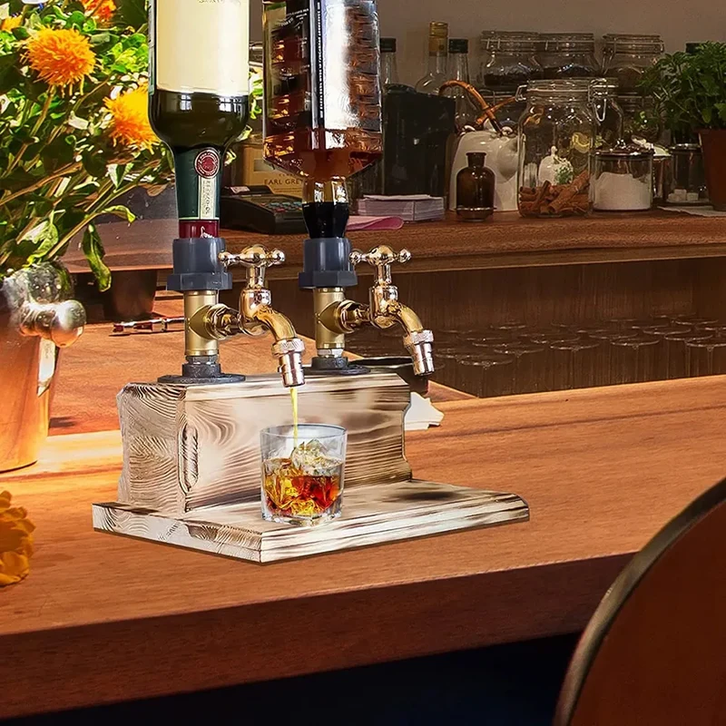 Eksklusiv håndlavet spiritusdispenser i træ til hjemmets bar