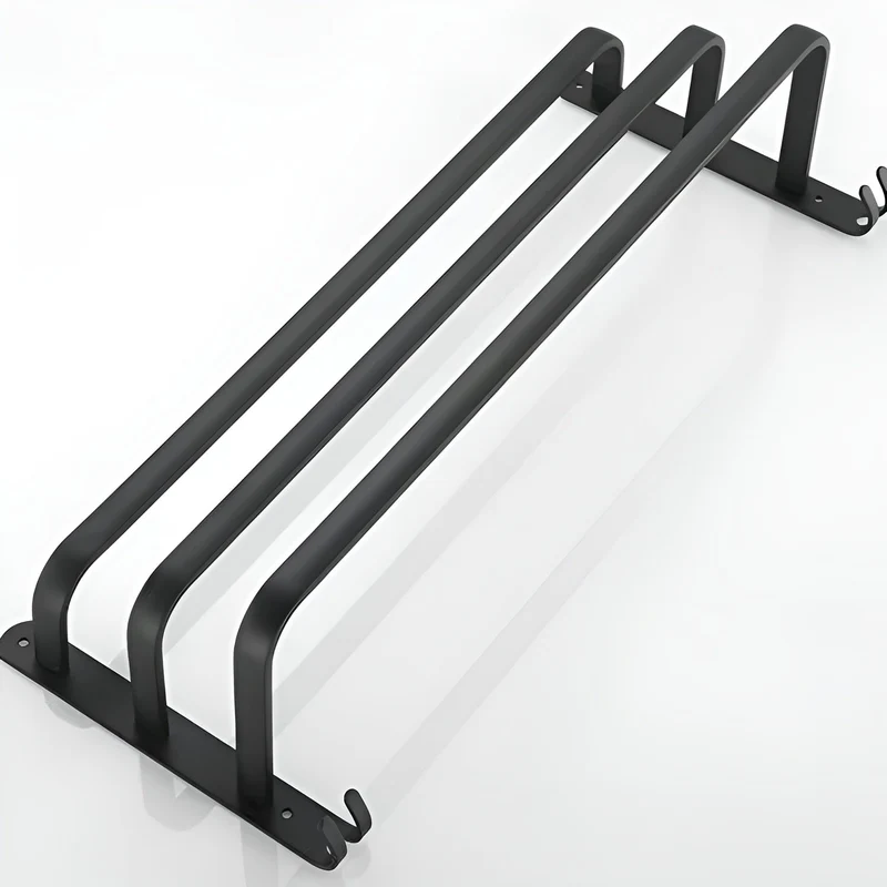Pladsbesparende 3-lags Håndklædeholder i Sort Aluminium