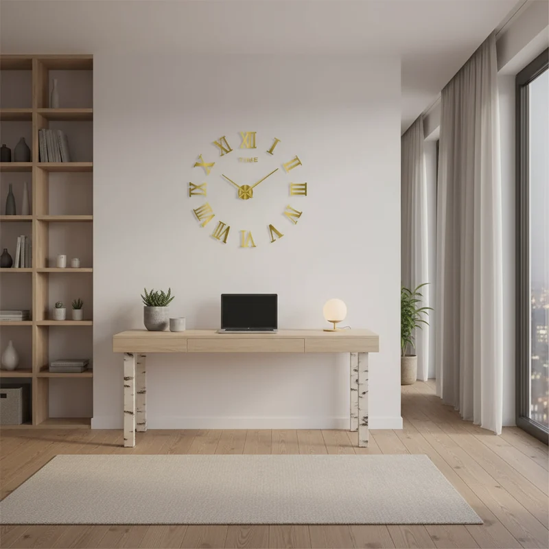 Stor Sort Vægur med Romertal – Klassisk og Elegant Design