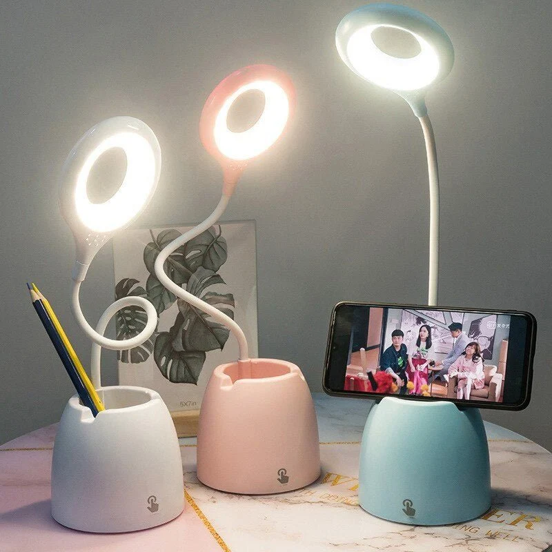 Børnebordlampe med LED og Telefonholder – Sjov og Praktisk