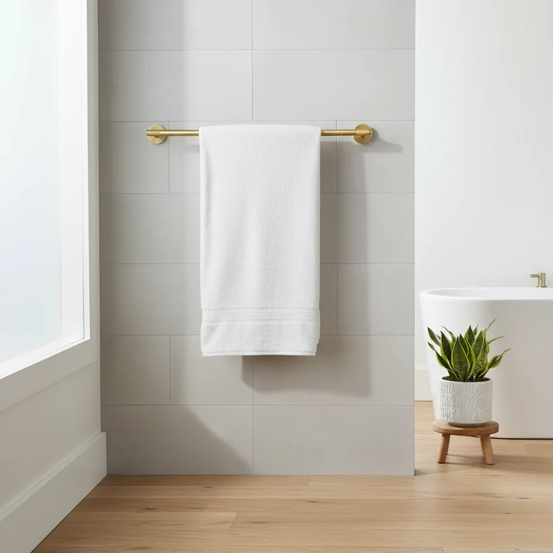 Elegant håndklædeholder i sort mat messing til badeværelset