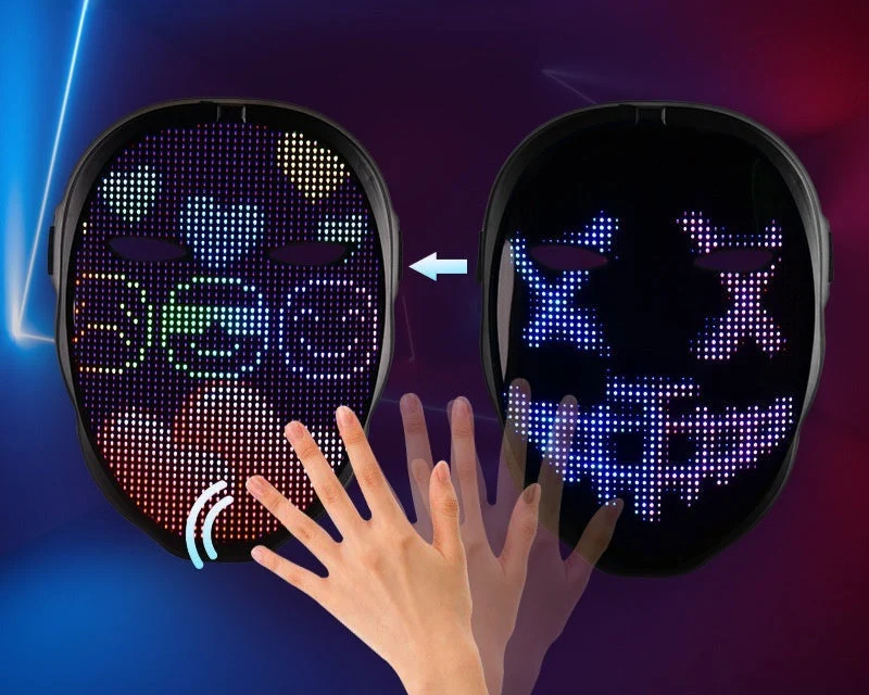 Genopladelig LED-maske med digital ansigtsændring til fest