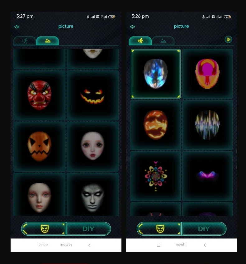 Genopladelig LED-maske med digital ansigtsændring til fest
