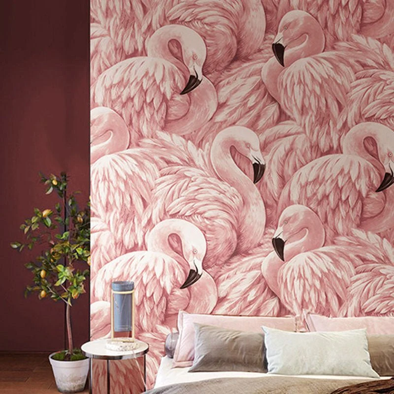 Rosa Tapet med Dyreliv - Skab Rolige og Elegante Rum