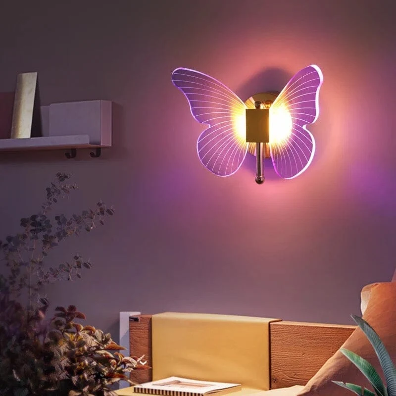Elegant LED-væglampe i sommerfugleform til stemningslys