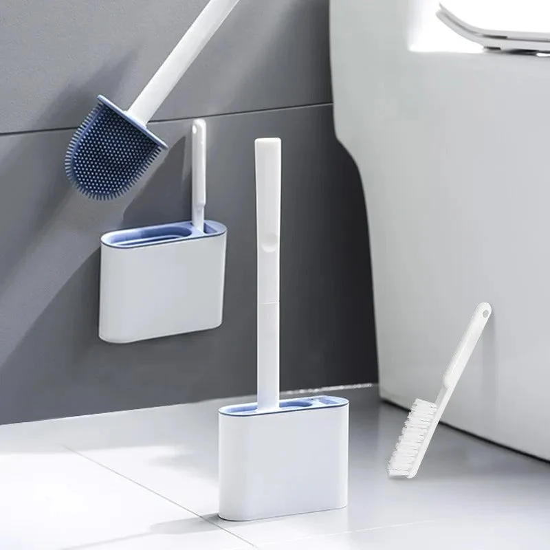 Effektiv Silikone Toiletbørste med Pladsbesparende Vægophæng