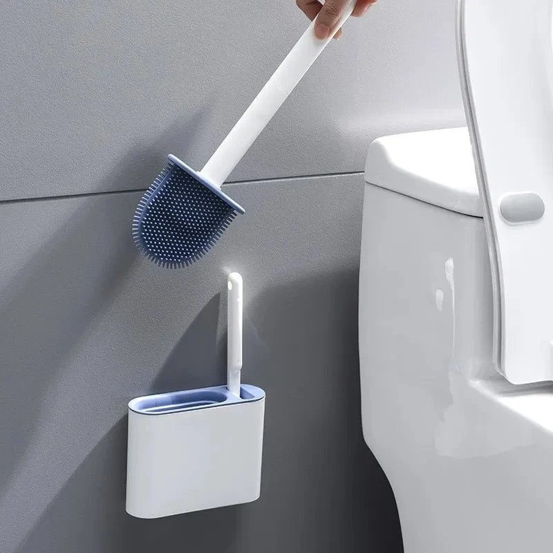 Effektiv Silikone Toiletbørste med Pladsbesparende Vægophæng