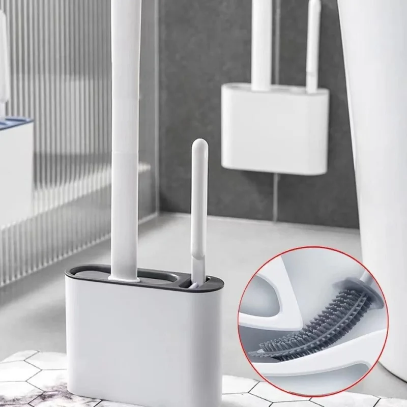 Effektiv Silikone Toiletbørste med Pladsbesparende Vægophæng