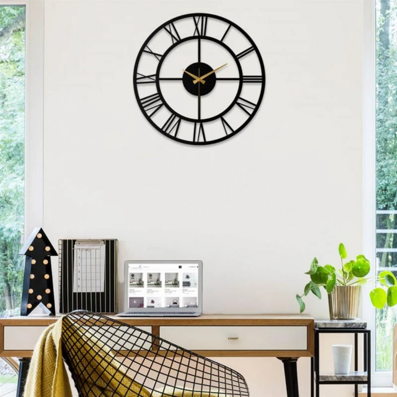 Stor Retro Vægur 40 cm - Industrielt Design til Stuen