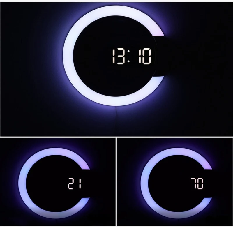 Moderne Vægur med LED-lys i Hvidt Aluminium, 30,5 cm