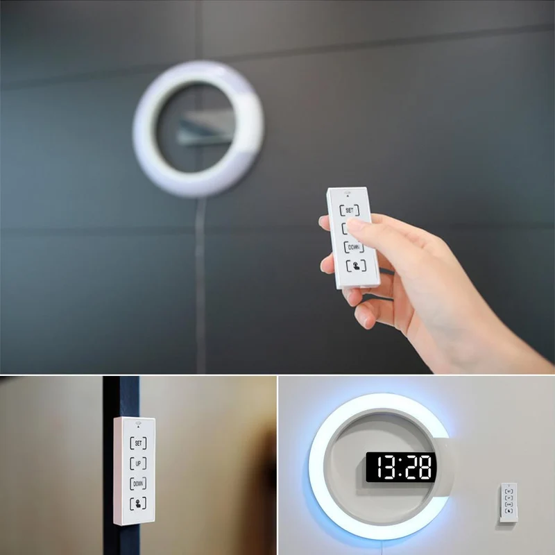 Moderne Vægur med LED-lys i Hvidt Aluminium, 30,5 cm