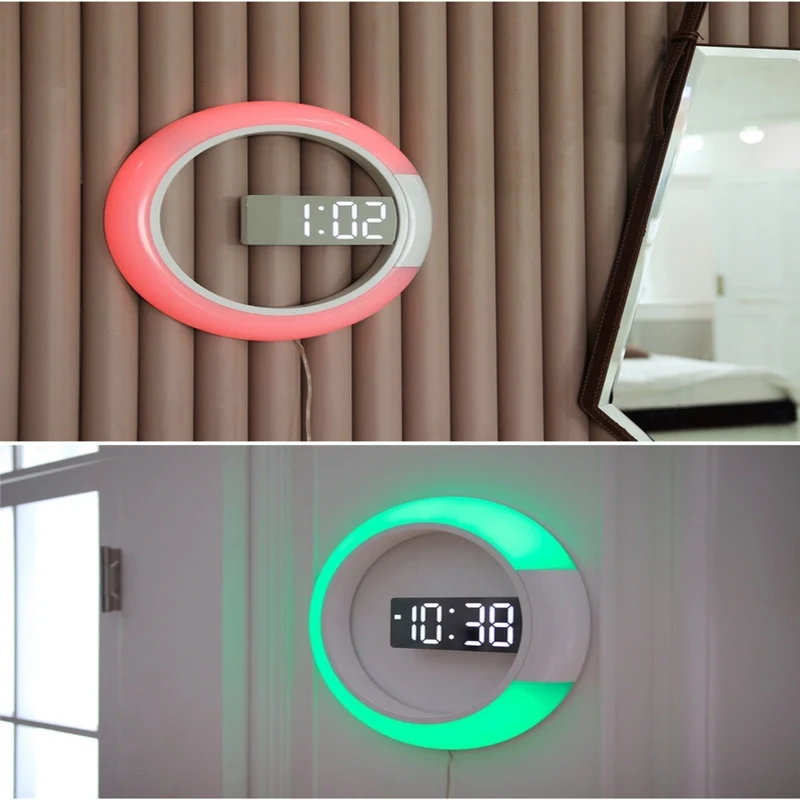 Moderne Vægur med LED-lys i Hvidt Aluminium, 30,5 cm