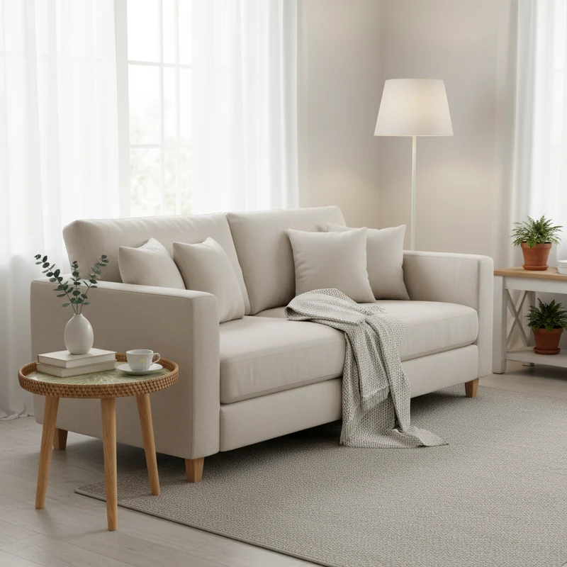 Rund Rattan Sofabord – Håndlavet Skandinavisk Design
