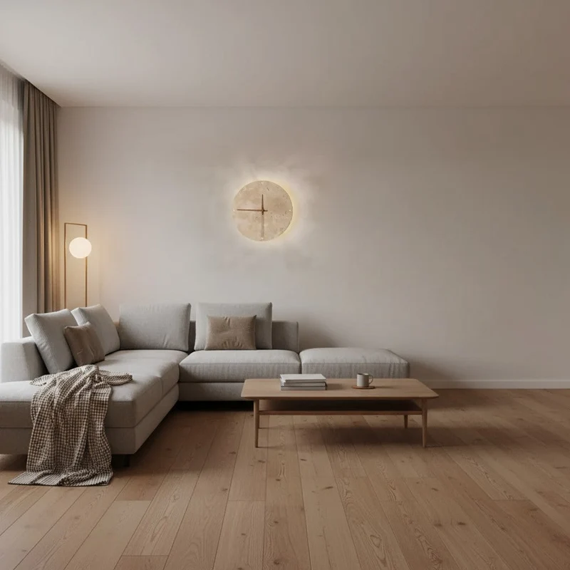 Elegant Marmor LED Vægur med Energi-effektiv Belysning