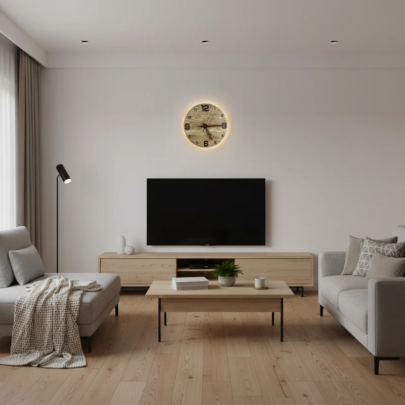 Elegant Marmor LED Vægur med Energi-effektiv Belysning