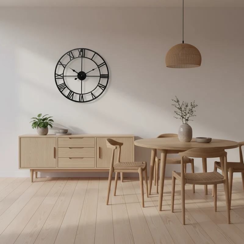 Stor Moderne Vægur i Metal - Sort Design, Tidløs Elegance
