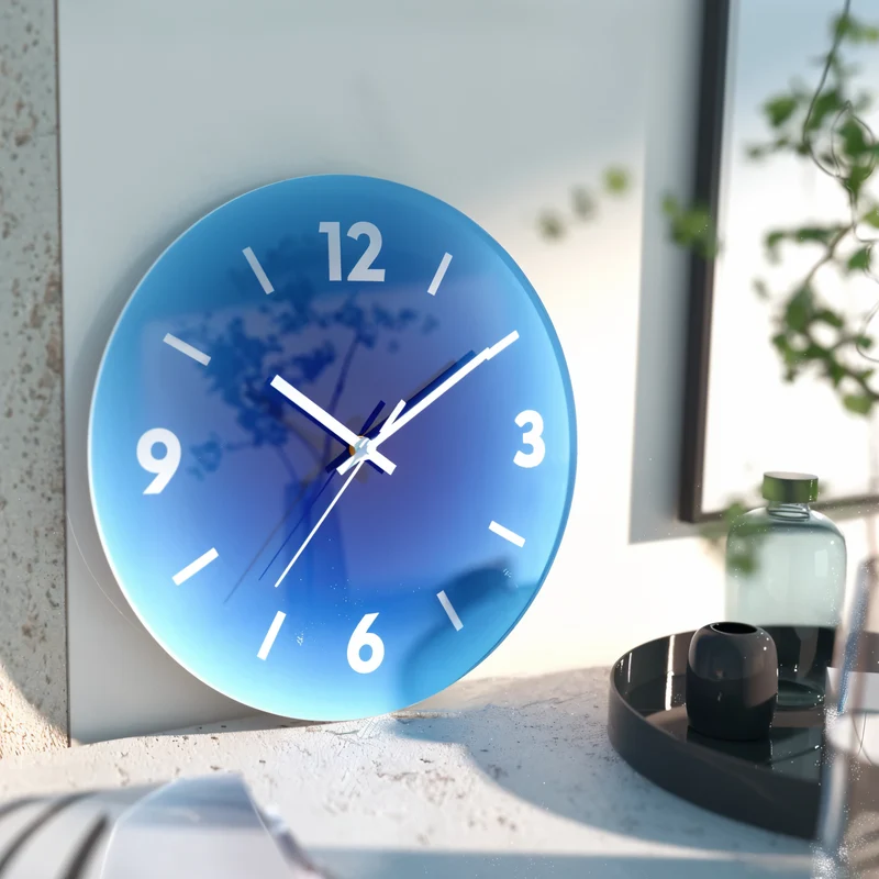 Farverig Vægur med Stille Urværk – Glasramme i 30cm & 35cm
