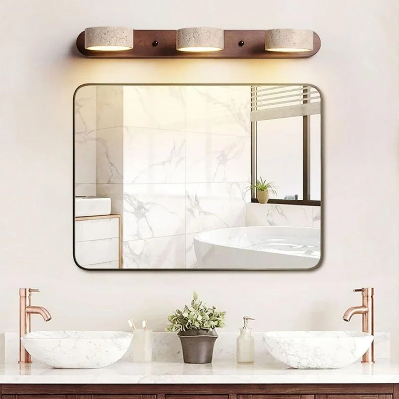 Elegant LED Væglampe i Travertin med Japandi Design