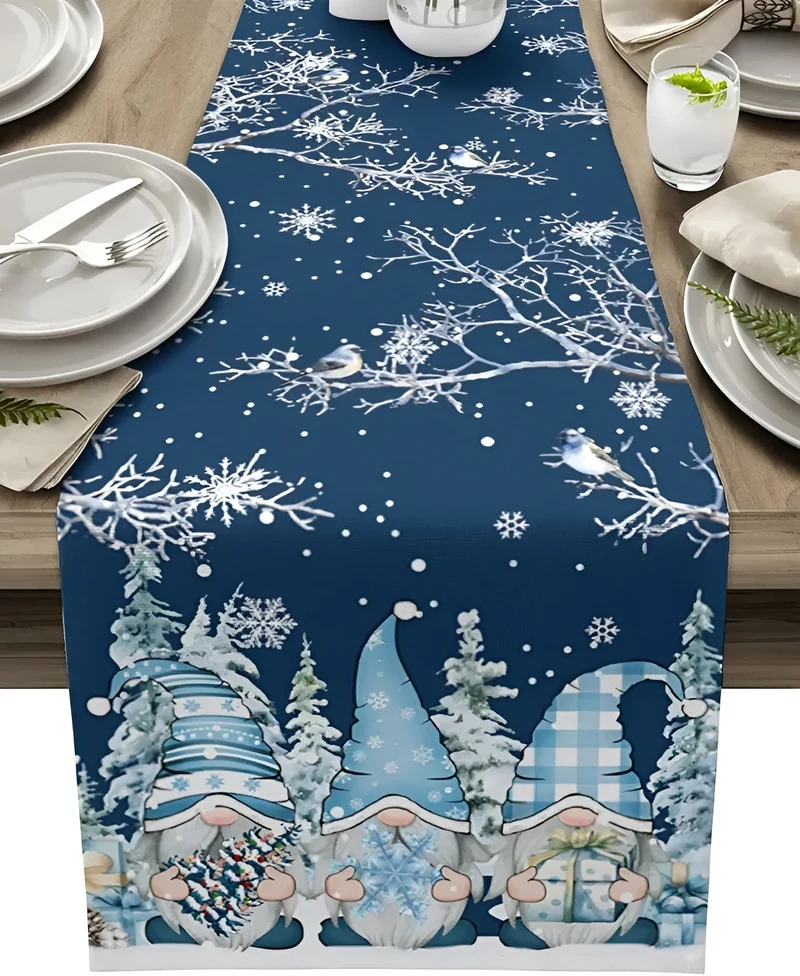 Julebordløber i Snefnugdesign – Elegant Feststemning