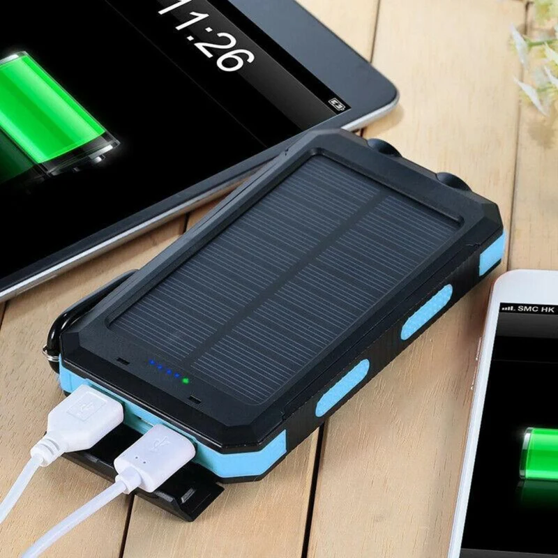 Bærbar 20,000mAh soloplader med dobbelte USB-udgange