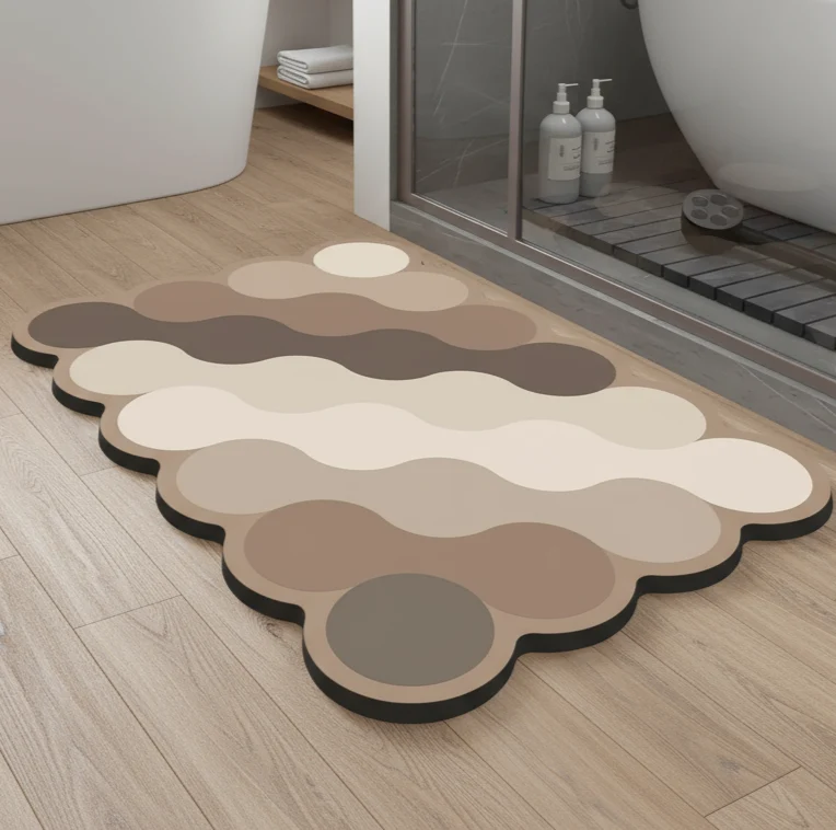 Diatomit Badeværelsesmåtte Beige | Hurtigtørrende & Sikker