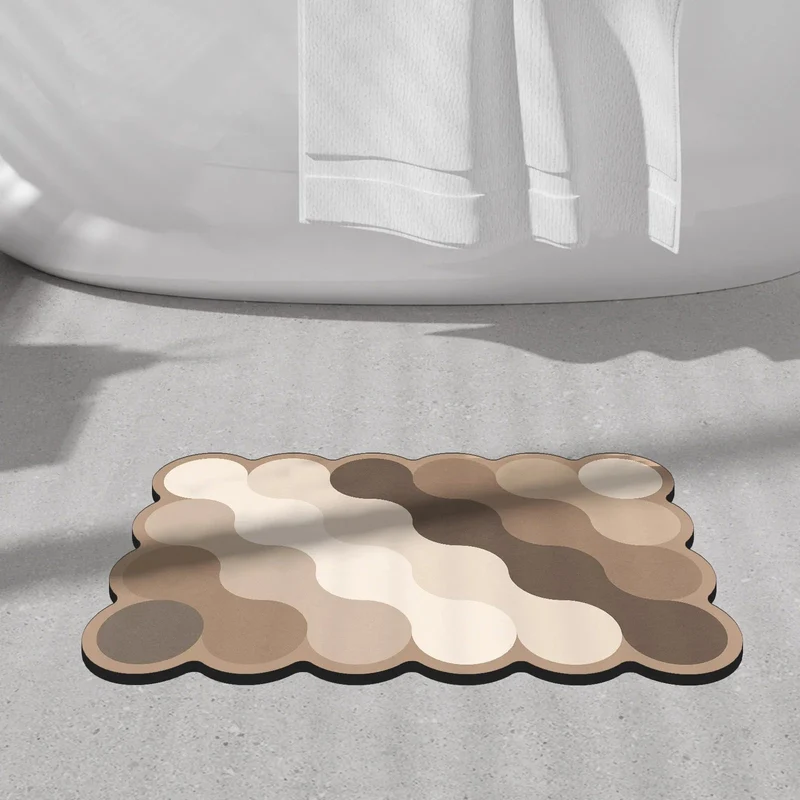 Diatomit Badeværelsesmåtte Beige | Hurtigtørrende & Sikker