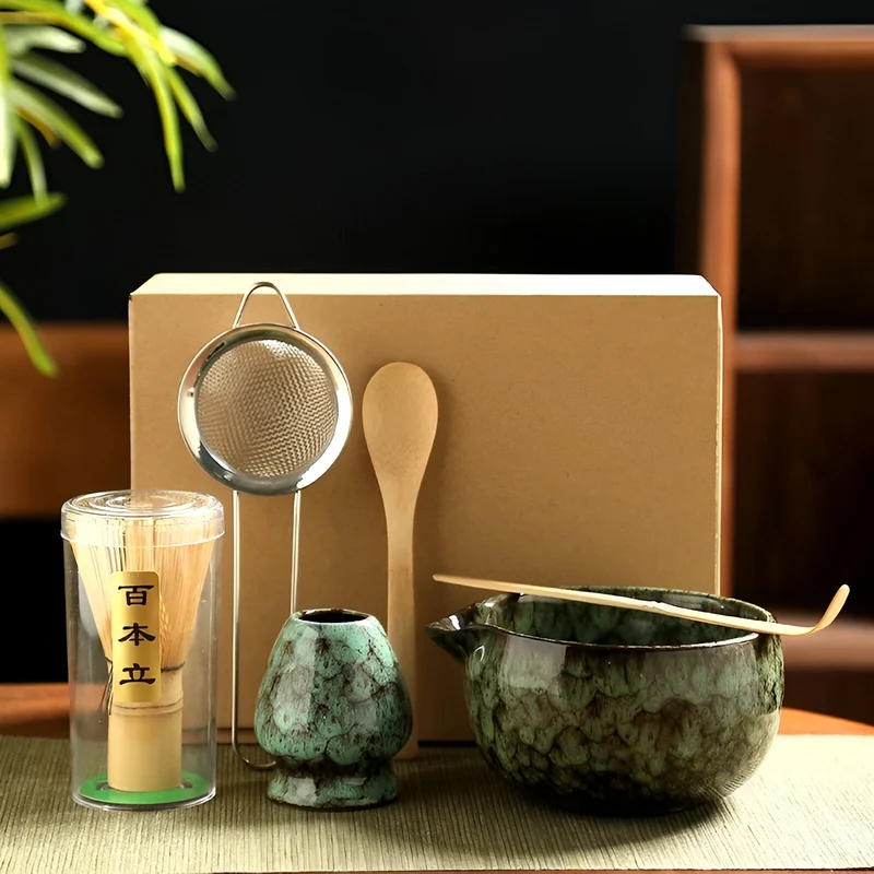 Eksklusivt Matcha Teesæt i Bambus og Keramik – Perfekt Ritual