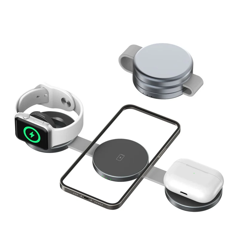 Foldbar Trådløs Oplader 3-i-1 med Hurtig Opladning