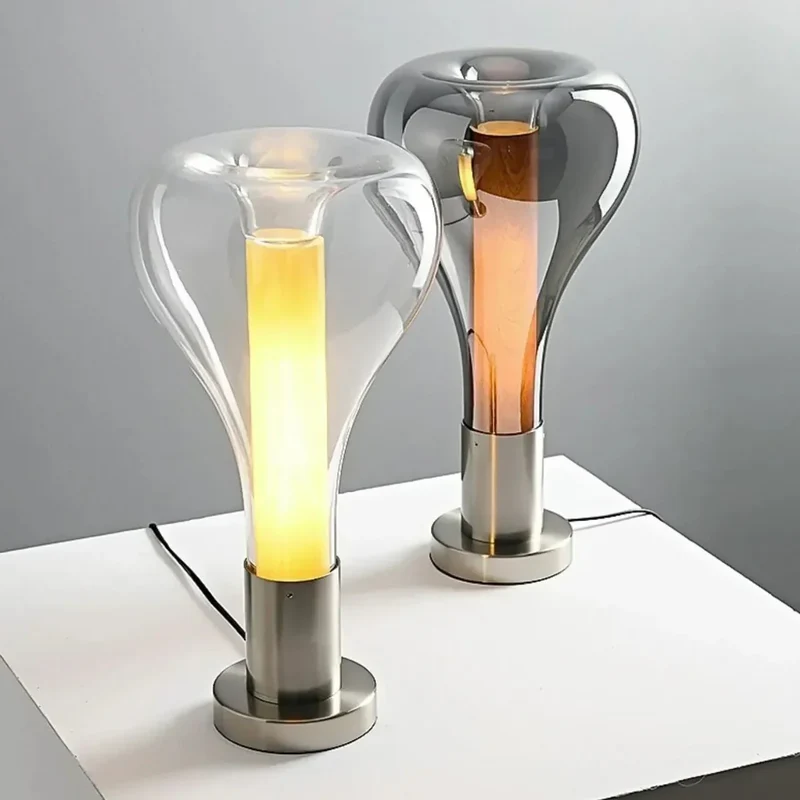 Beroligende LED Bordlampe med Kunstnerisk Glasdesign