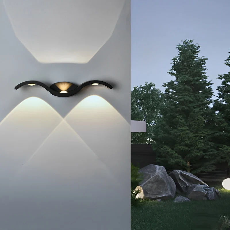Energibesparende LED Udendørs Væglampe med Bølget Design