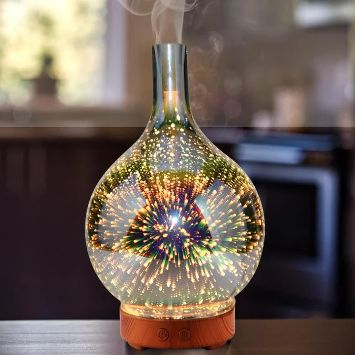 3D Glas Aroma Diffuser med LED Lys og Beroligende Effekt