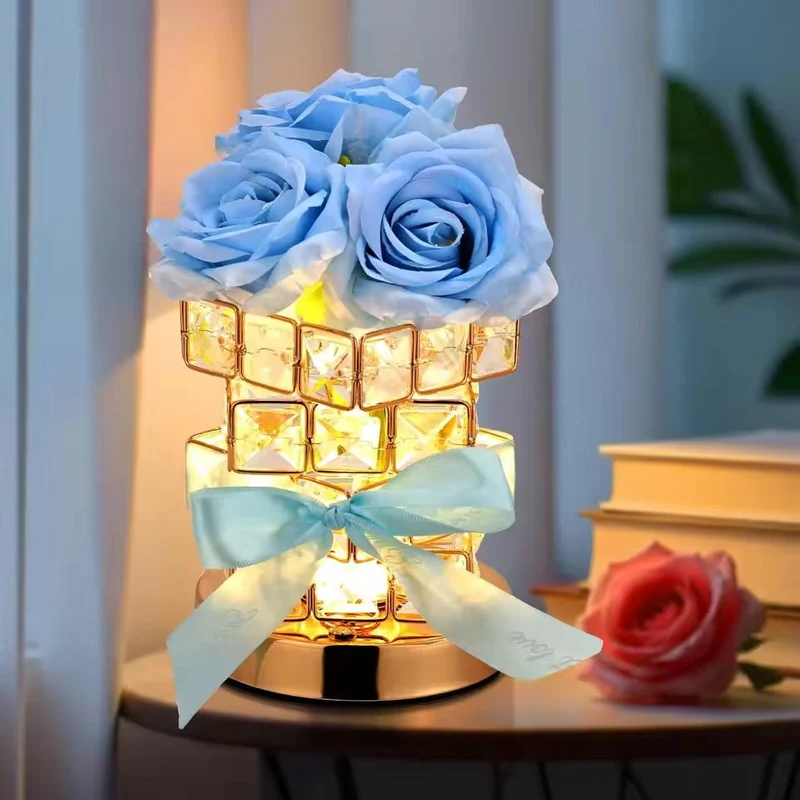 Rose Natbordslampe med Justerbar Lysstyrke og Batteridrift