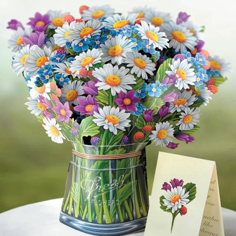 Evighedsbuket: Uforglemmelig 3D Blomsterhilsen i Kort