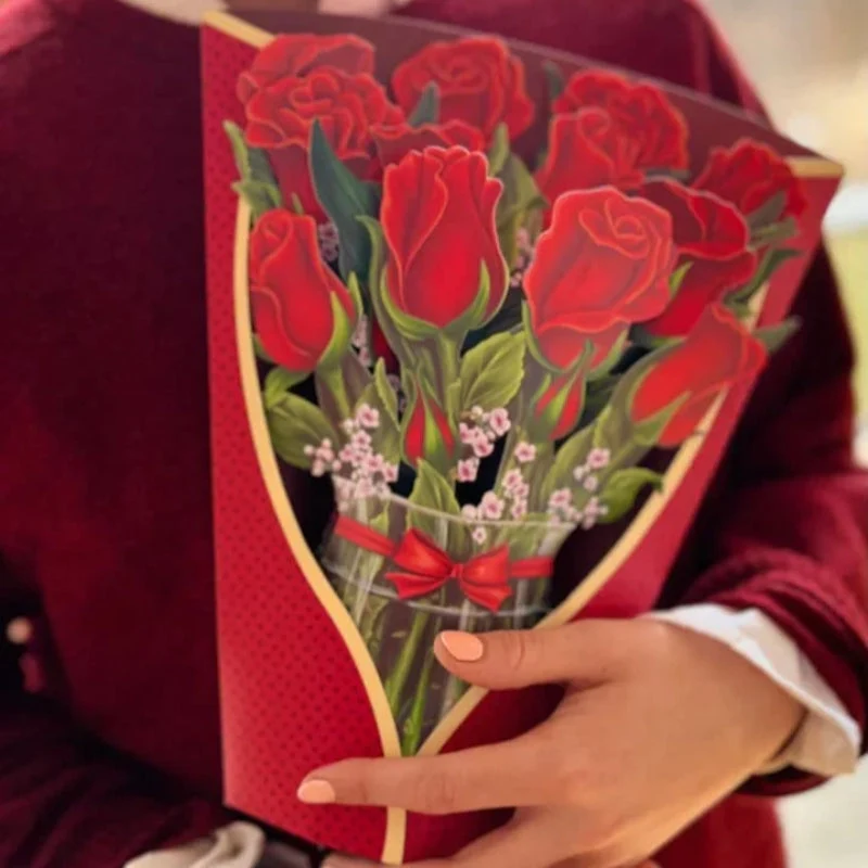 Evighedsbuket: Uforglemmelig 3D Blomsterhilsen i Kort