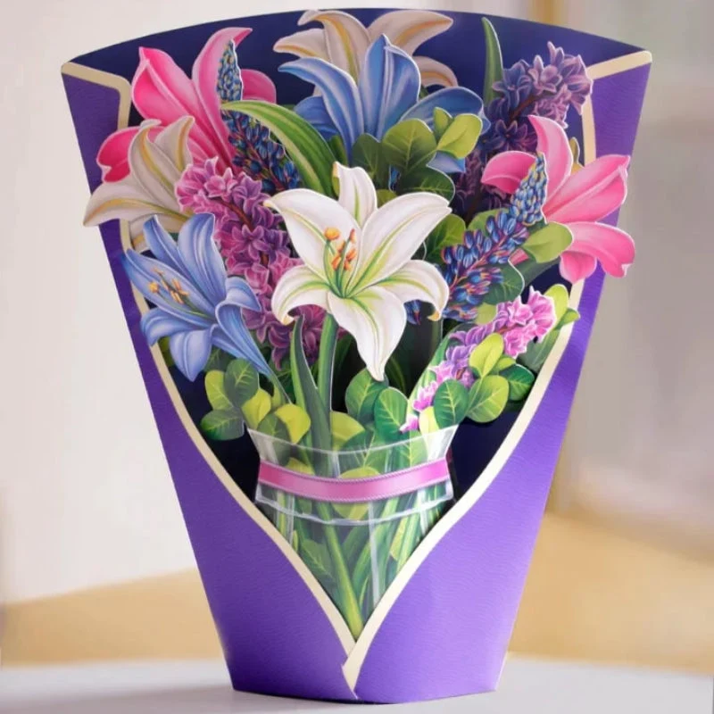 Evighedsbuket: Uforglemmelig 3D Blomsterhilsen i Kort
