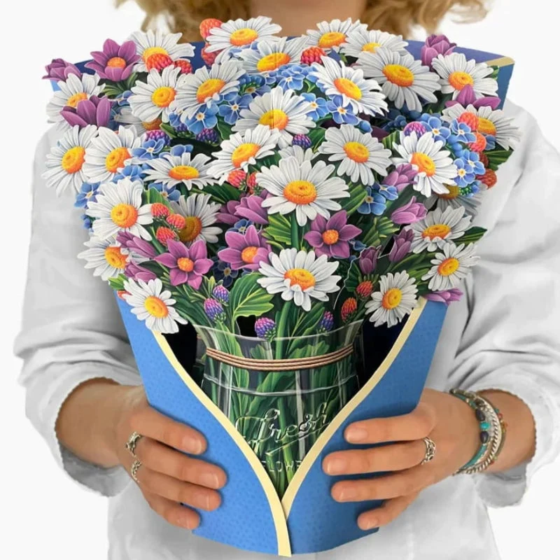 Evighedsbuket: Uforglemmelig 3D Blomsterhilsen i Kort